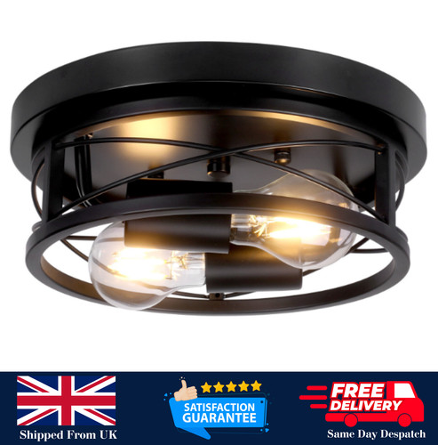 Black round e27 way flush - black,
