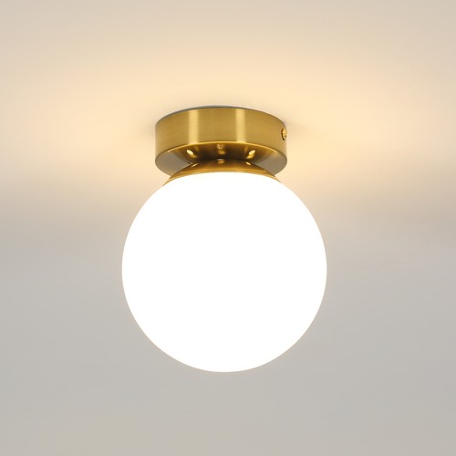 Modern white glass globe flush - glass,