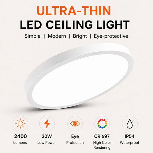 Led ceiling light white round - white,